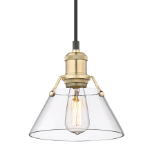 Golden 3306-S BCB-CLR - Yep by Golden Lighting Orwell 1-light 8in Pendant in Brushed Champagne Brass and Clear Glass